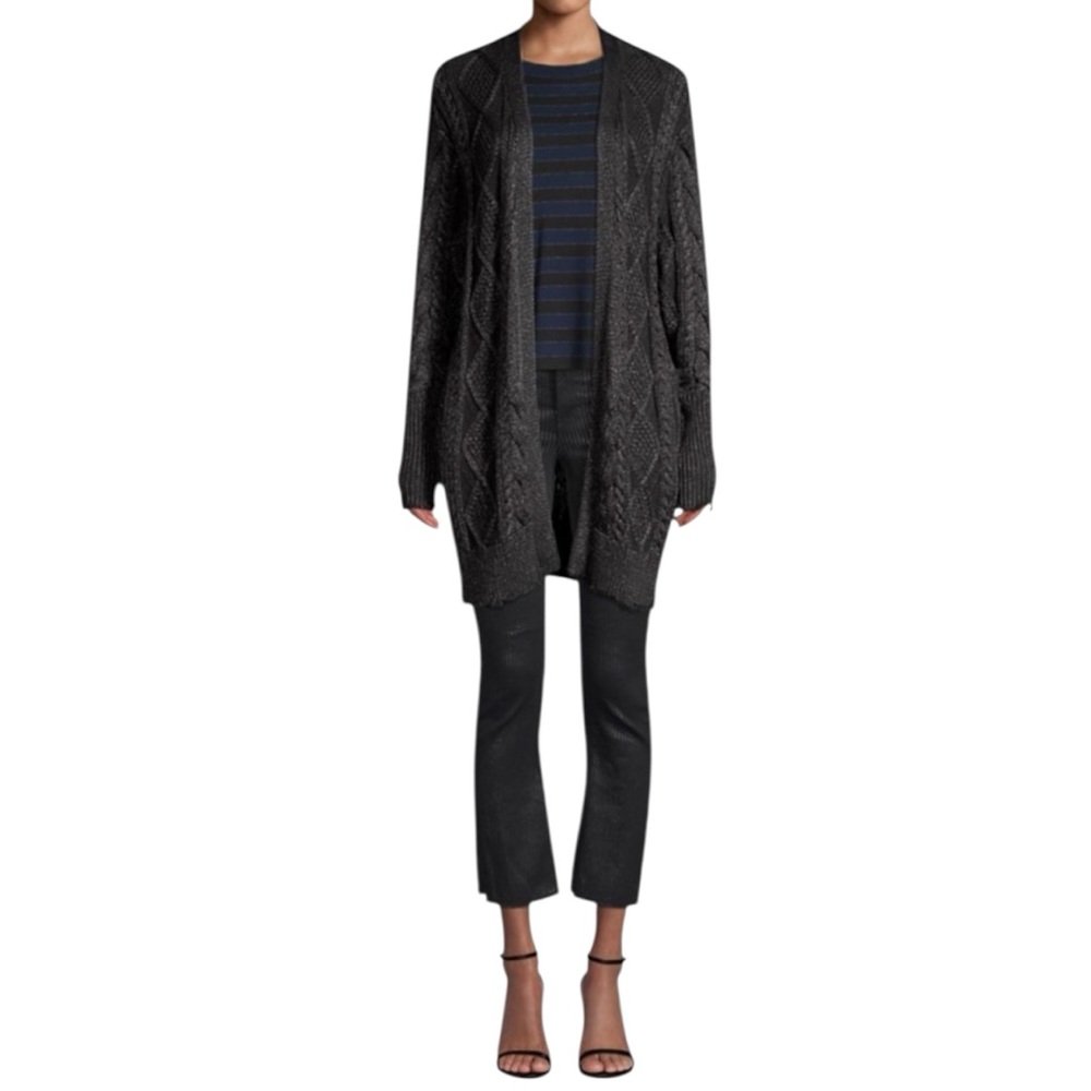 RtA “Serge” Metallic Cable Knit Cardigan in Black (J-1)